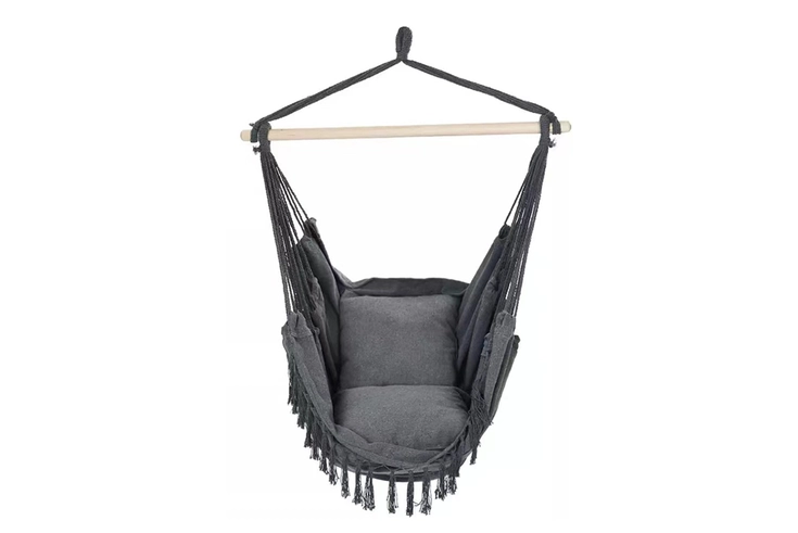 Hammock Chair with Fringe and Pillows - image 1